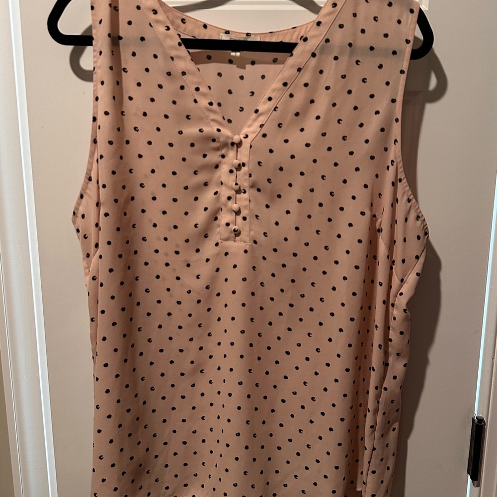 Polka Dot Sleeveless Top - Cream and Black